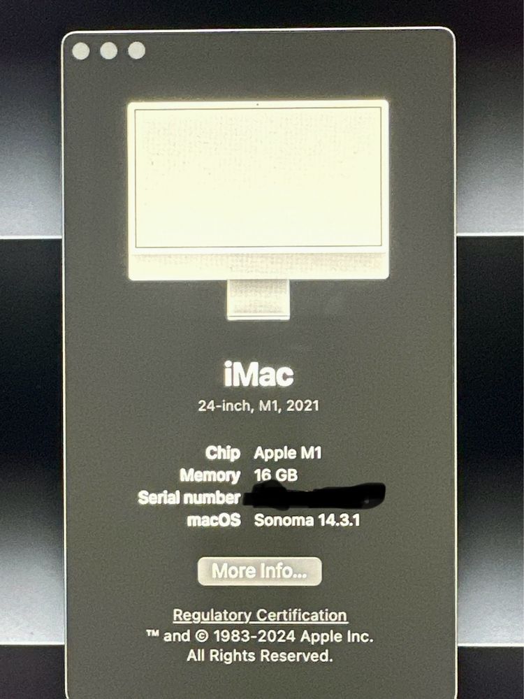 Imac m1 chip 2021 16/ 1tb ssd display 24
