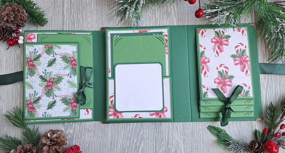 Албум за снимки "Коледно вълшебство" в зелено, ръчна изработка /35.34