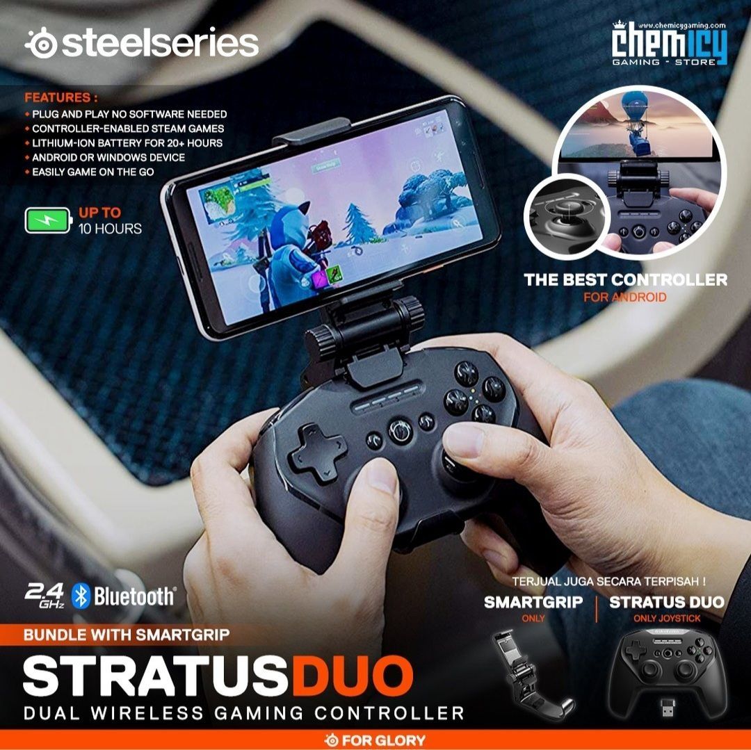 (2в1) Джойстик Steelseries STRATUS DUO+Smartgrip для телефона/ПК