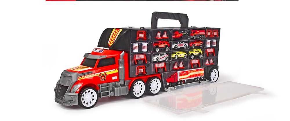 Автовоз Голям Камион с колички Dickie Toys пожарна кола с 9 коли