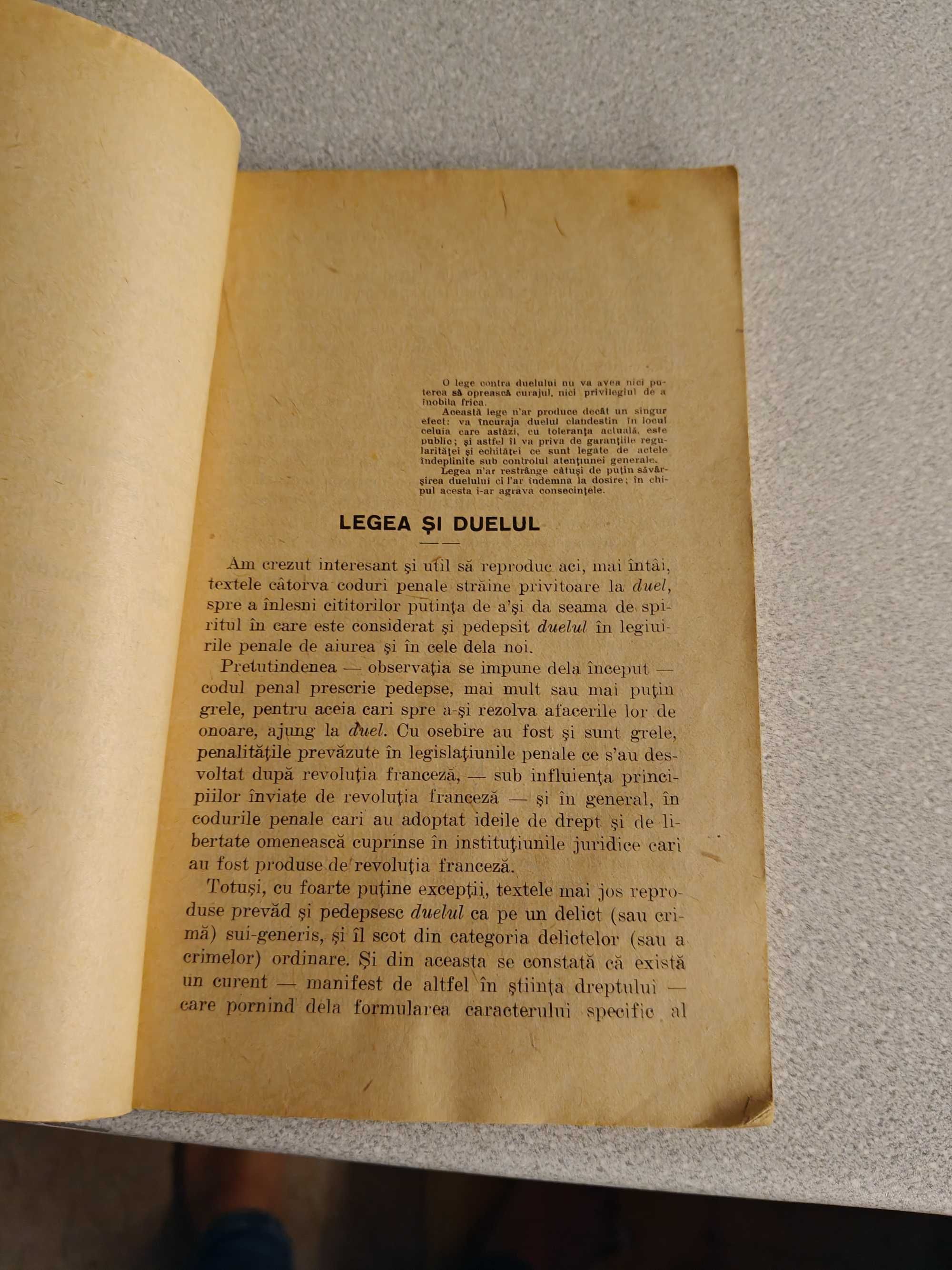 Codul onoare si regulile duelului ,ediție 1926