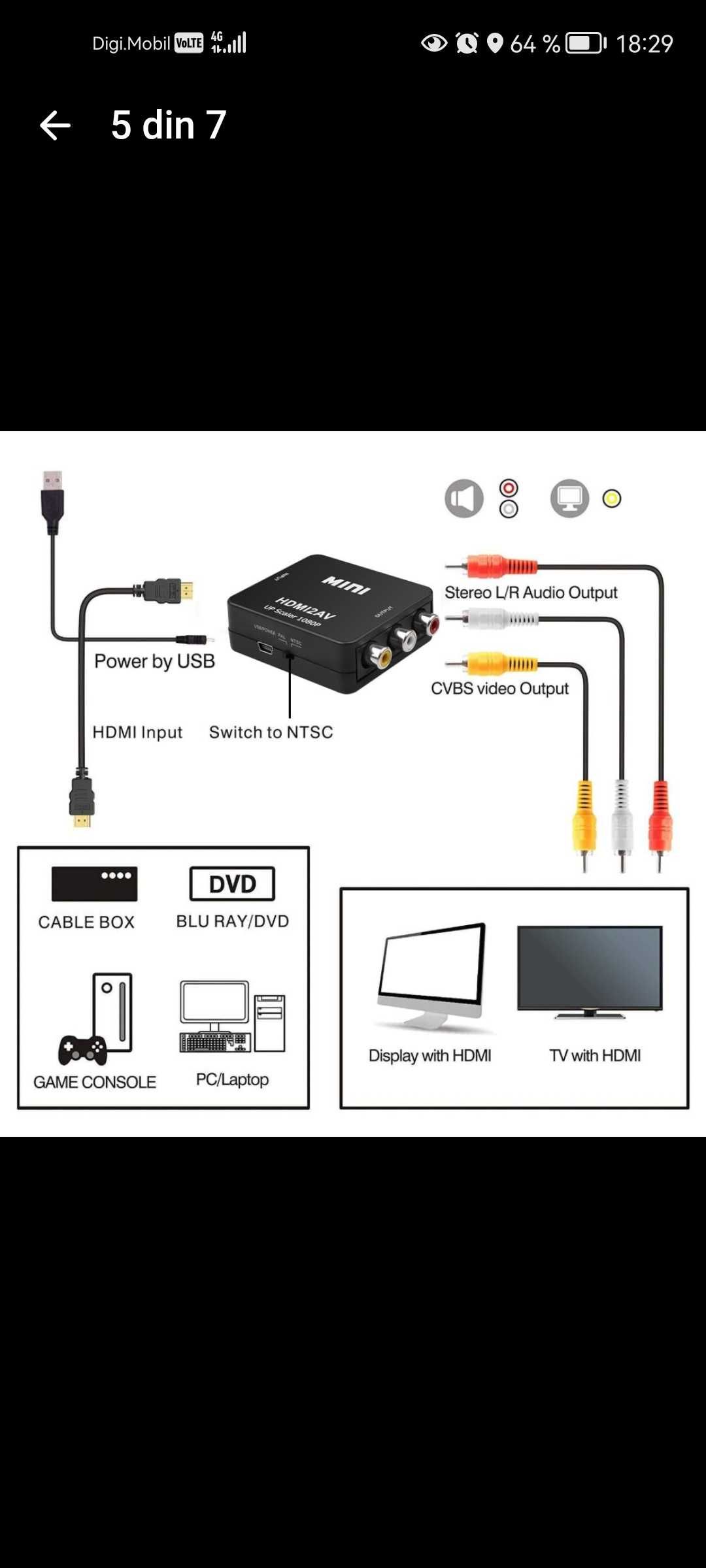 Convertor semnal TV.  HDMI2AV