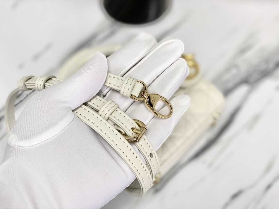 Geanta Christian Dior Lady Micro, white, 12x10x5cm, Premium