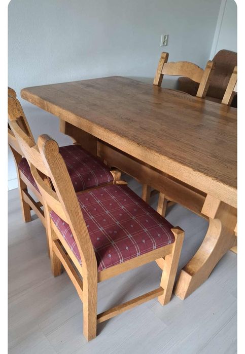 Дъбов масивен трапезен комплект