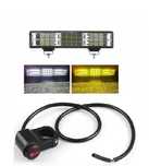 Led bar Bicolor 30 cm, spot flood + buton ghidon Atv, Buggy, Quad