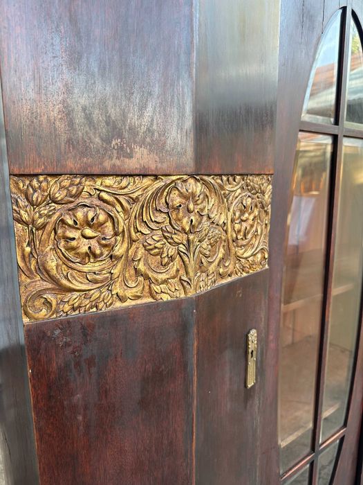 Biblioteca Vintage din Lemn Masiv stil ArtDeco; Vitrina; Dulap