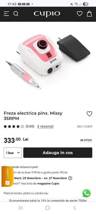 Freza electrica pinx. Missy 35RPM