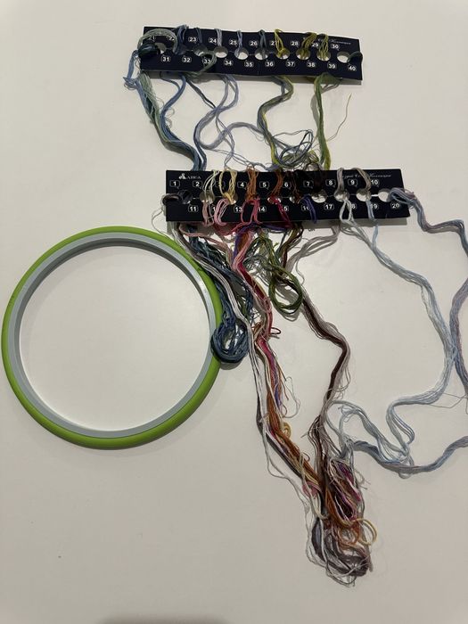 Пяльцы 15 см и нитки мулине