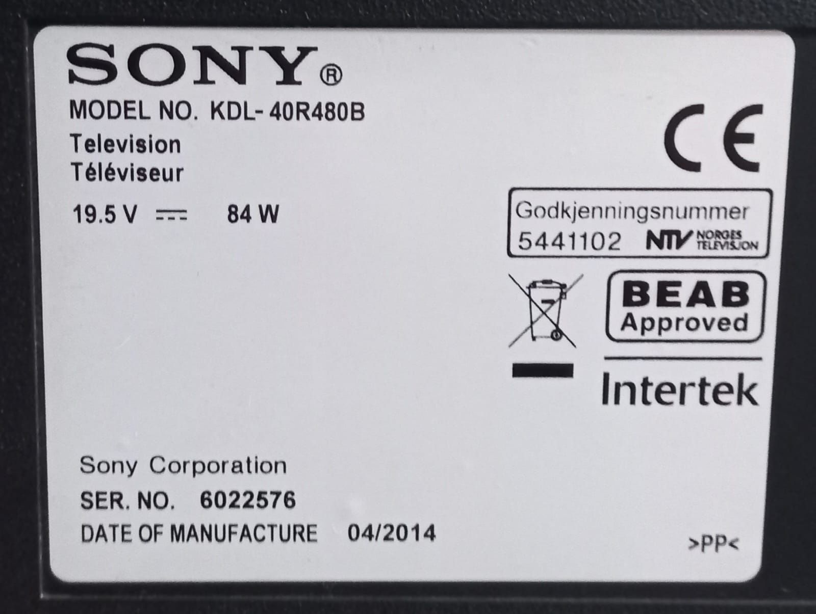 Tv Sony full hd model KDL 40R 480 B