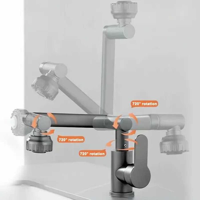 Baterie apa monobloc rotativa 720 grade negru lucios completa