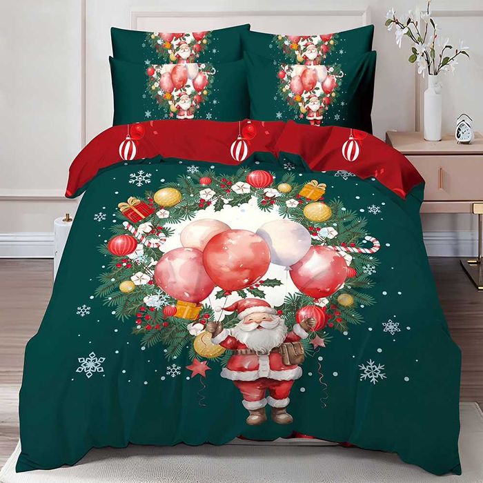 Двулицево коледно спално бельо (Реално изображение), 6 части