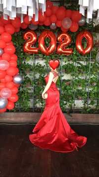 Червена сатенена бална рокля Sherri Hill