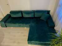 Canapea de colț verde smarald- catifea