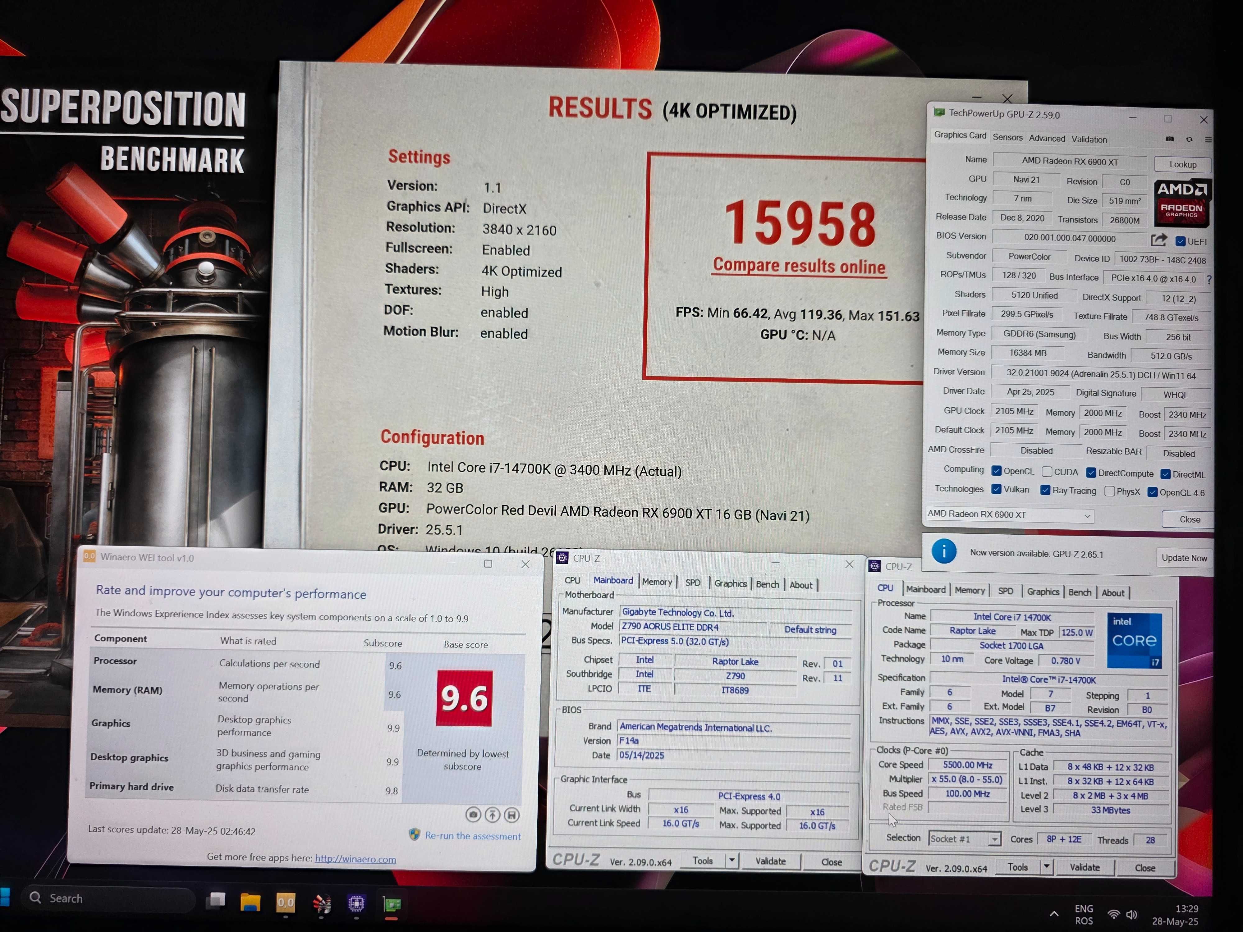 PC gaming Intel core I7-14700K, RX 6900XT 16gb, 32GB, SSD 4TB M.2 NVMe
