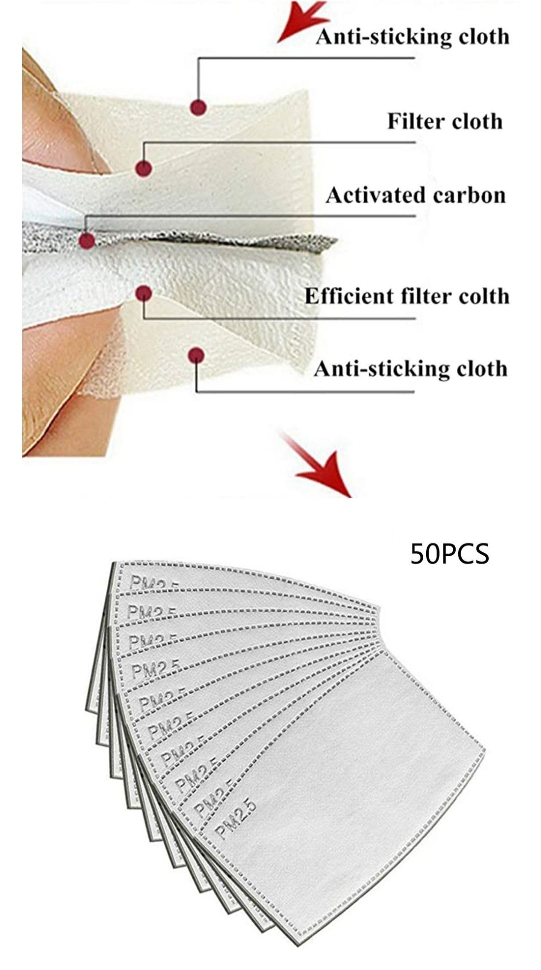 Filtru de mască carbon activ 2.5 P M - 50 buc. (0.7 RON/buc)