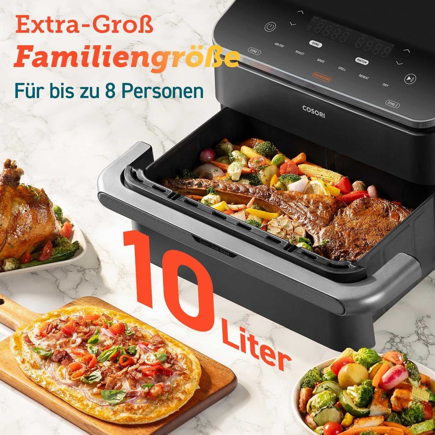 Фритюрник с горещ въздух Cosori Dual Blaze TwinFry 10L CAF-TF101S-AEU