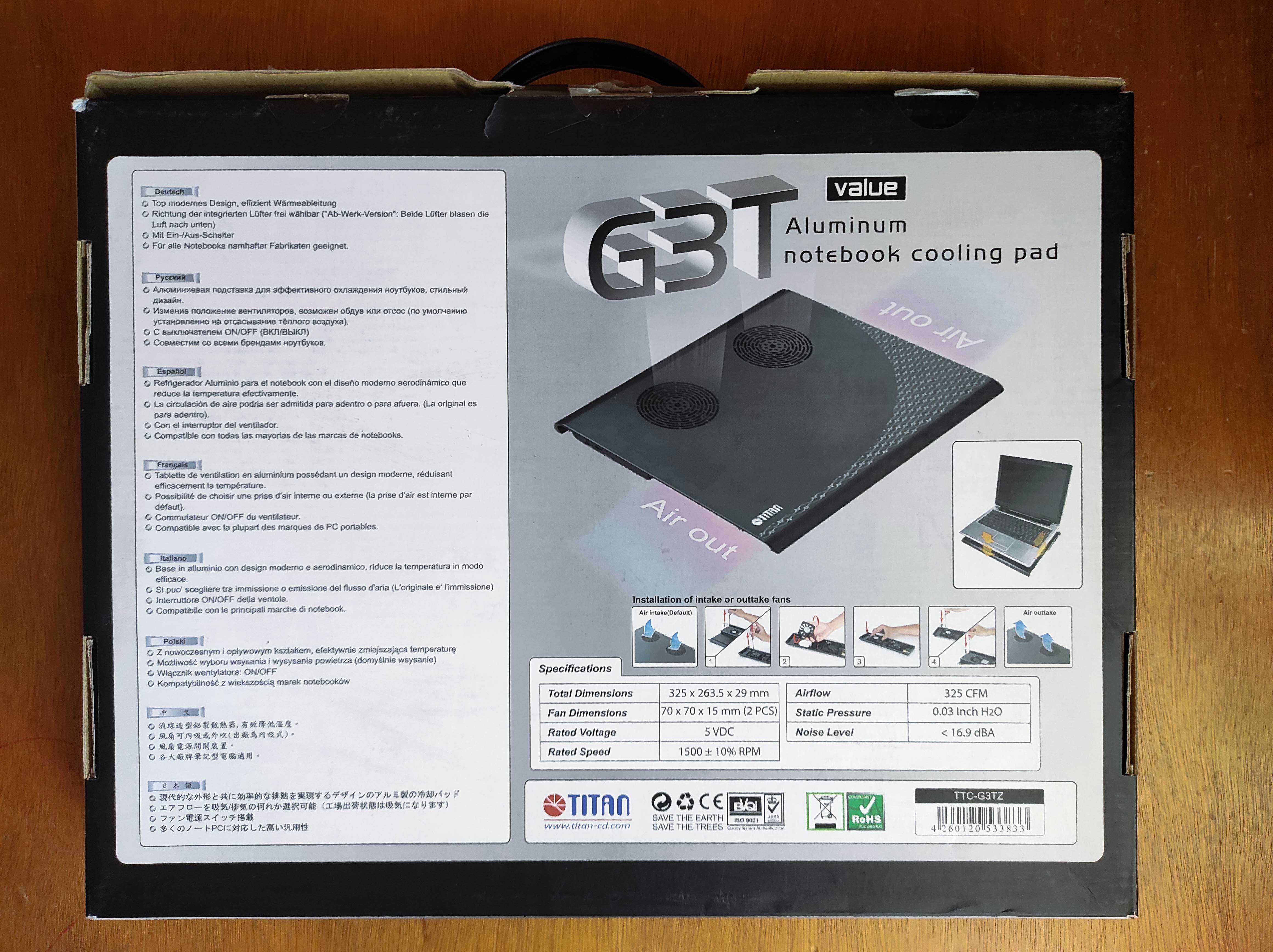 Cooler laptop Titan GBT value - Aluminium notebook cooling pad