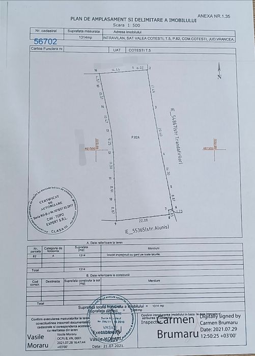 Teren Intravilan 1314 mp Cotesti Vrancea Focsani