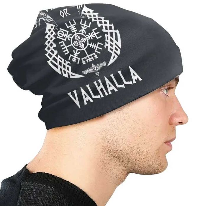 Шапка Valhalla черна и бяла