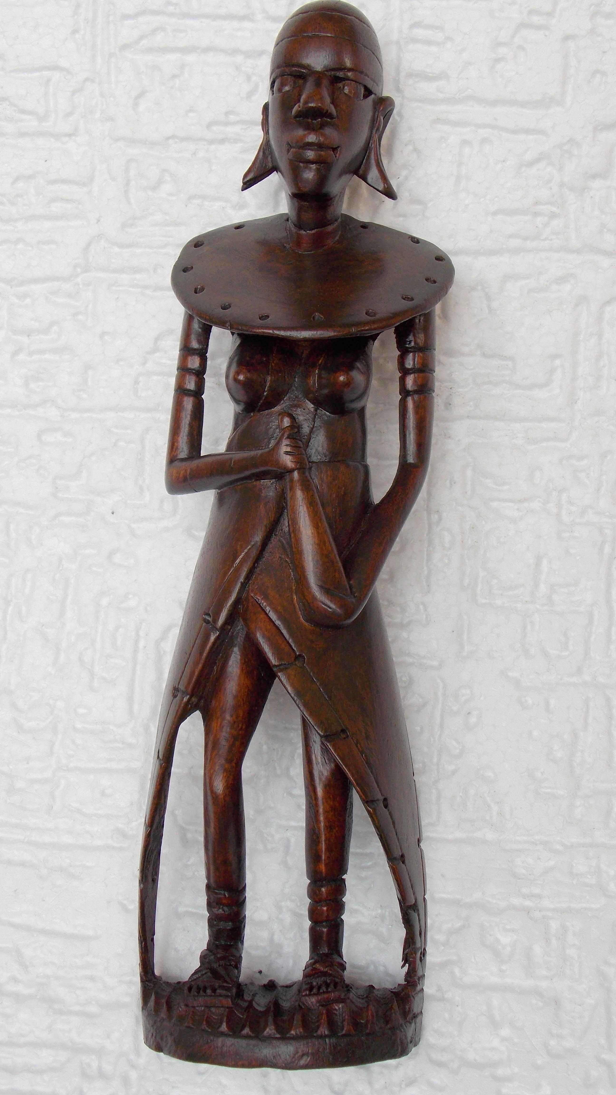 statueta unicat lemn 33 cm arta africana antichitati colectie vintage