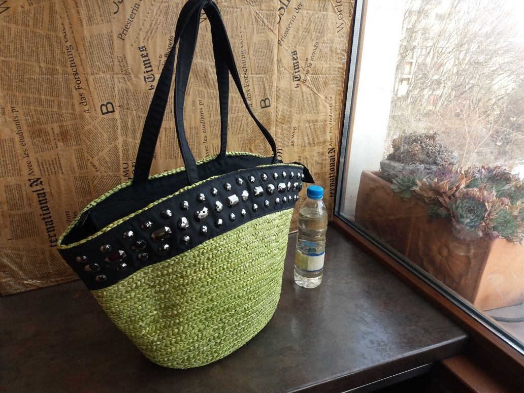 сламена плажна чанта ,кошница,плетена
