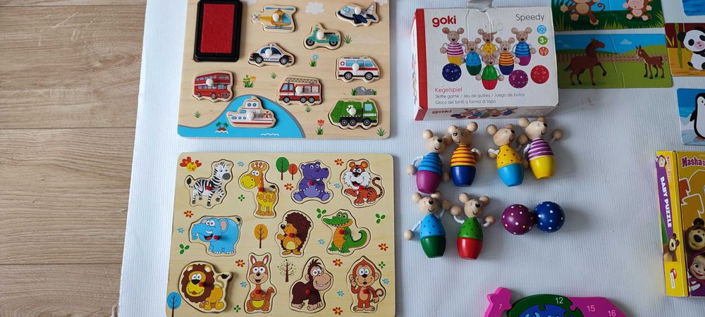 Детски пъзели Goki ,пожарна станция,влакче,мами и деца и др.