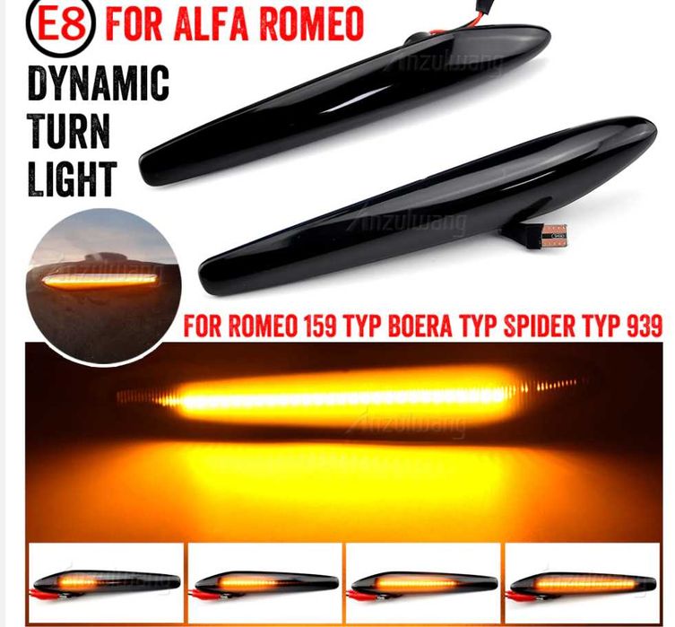 Кристални супер ярки LED Динамични  мигачи за Alfa Romeo 159 + подарък
