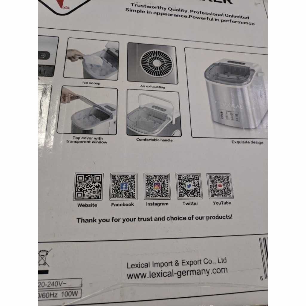 Ледогенератор за ледени кубчета/ниско ниво на шум/1,2L,100W,/Гаранция