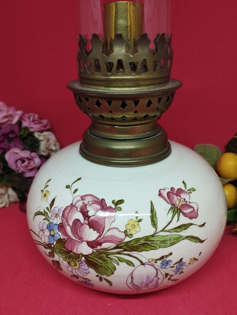 Lampa din ceramică pictată și alama
