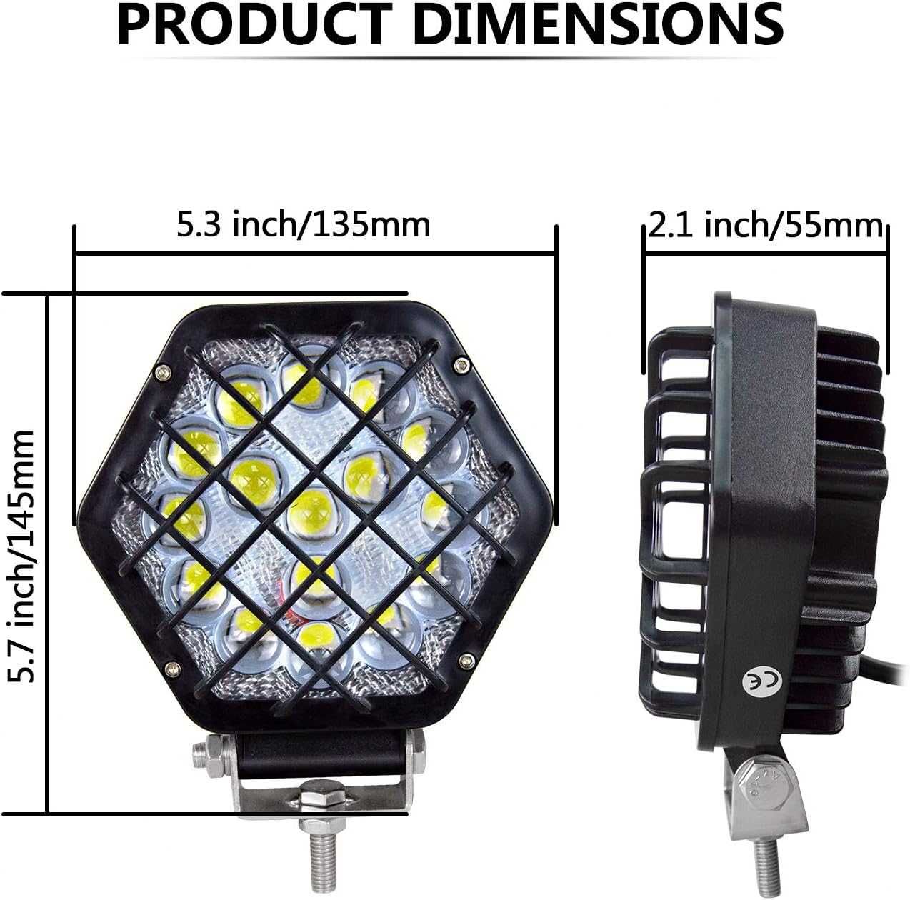 13.5 см 48W Диоден Халоген с Решетка Фар с Решетка Прожектор 12V 24V