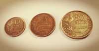 Lot de 3 monede rare de colectie - 10, 20, 50 Francs - anul 1953