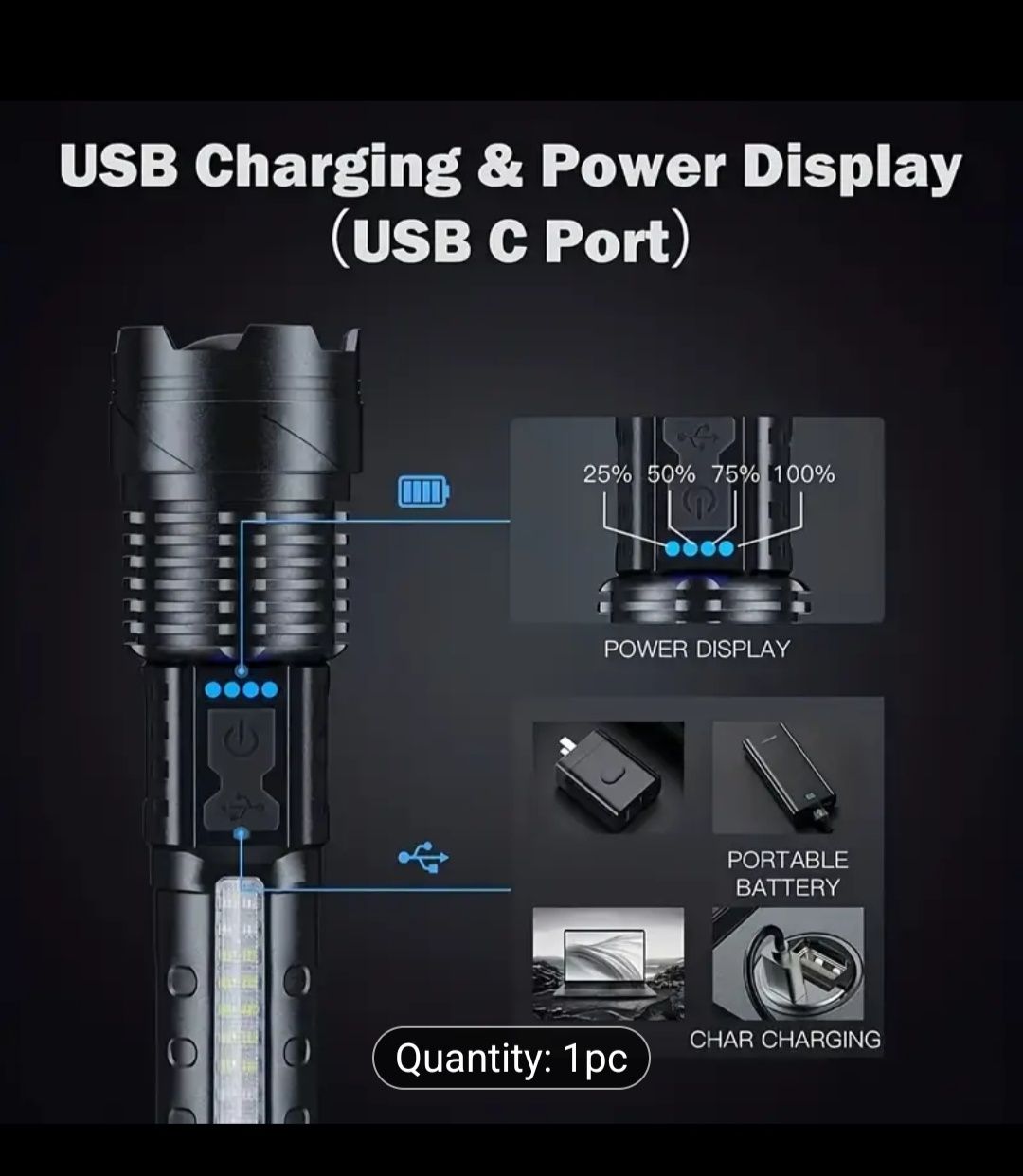 Ръчен LED фенер с USB зарядно