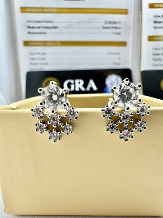 Сребърни обеци с мойсанит (Диамант) 0.5 карата