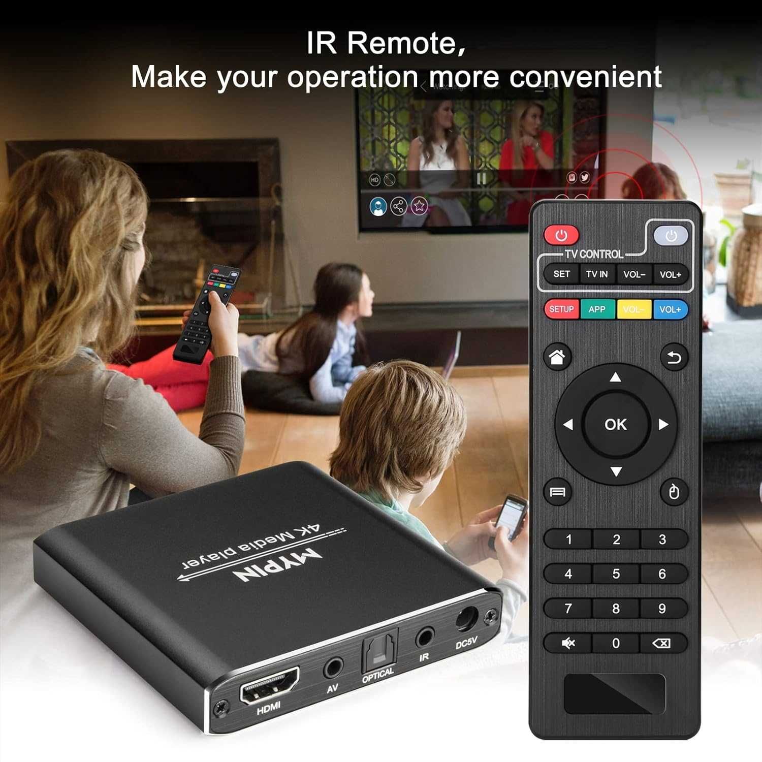 Player digital media HDMI 4K MYPIN,TV box,,audio 7.1 sunet surround