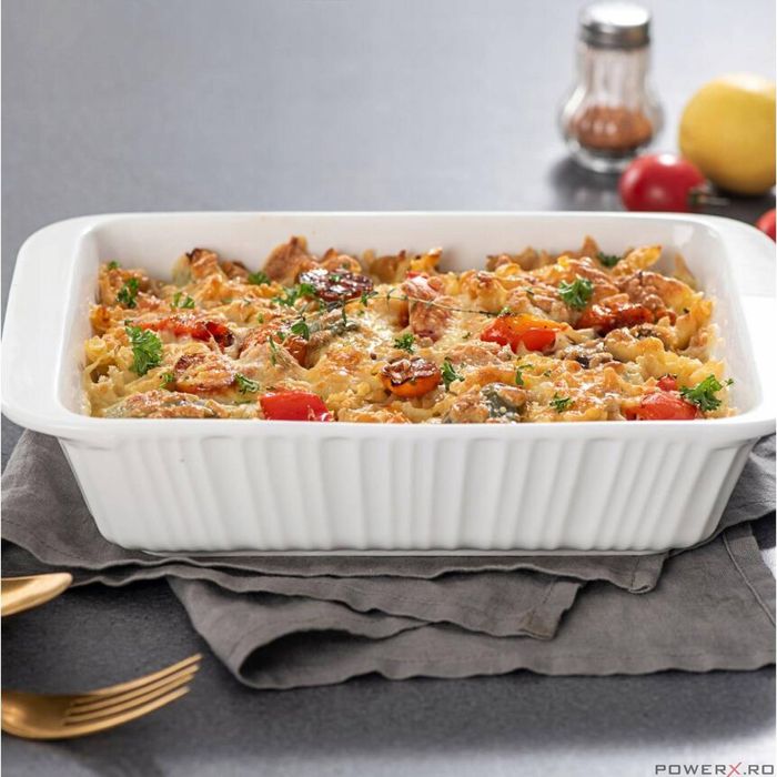 Vas termorezistent din ceramica dreptunghilar pentru cuptor, 34 x 23 x