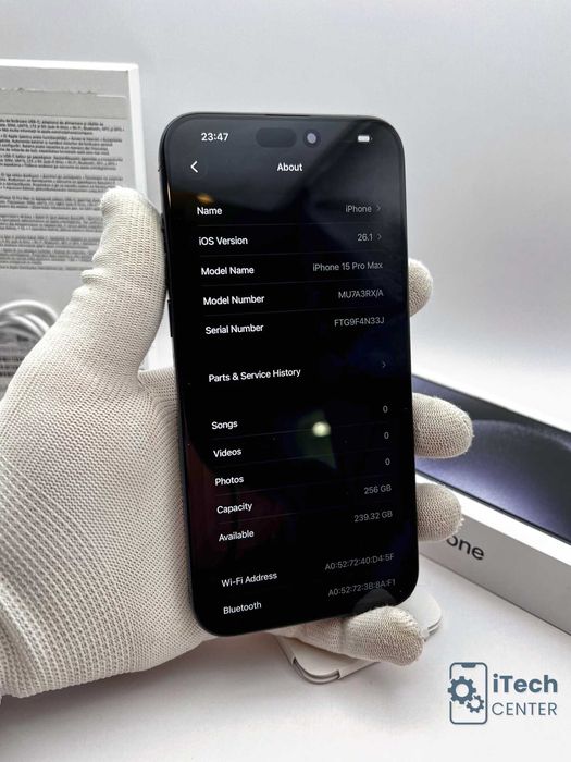 iPhone 15 Pro MAX, 256GB, Blue, 90% батерия, КАТО НОВ, ГАРАНЦИЯ!