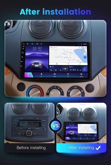 Navigatie Android 14 Chevrolet Aveo Captiva Epica 2006+ CarPlay CAMERA