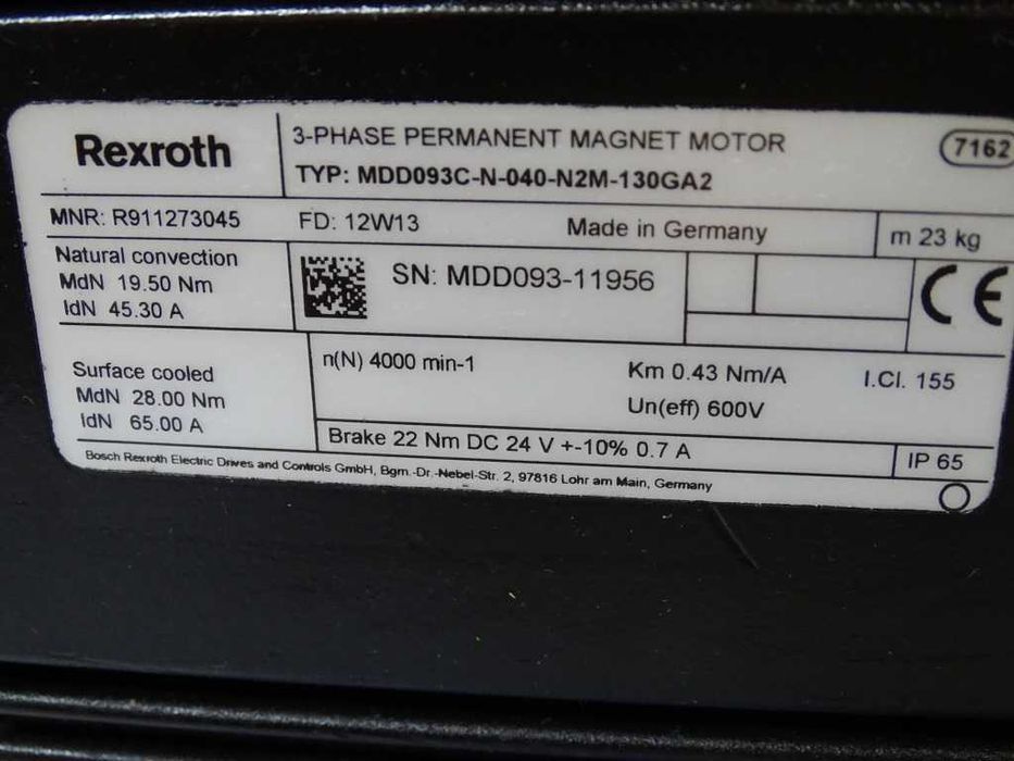 Правотоков ел.двигател Rexroth MDD093C-N-040 permanent magnet motor