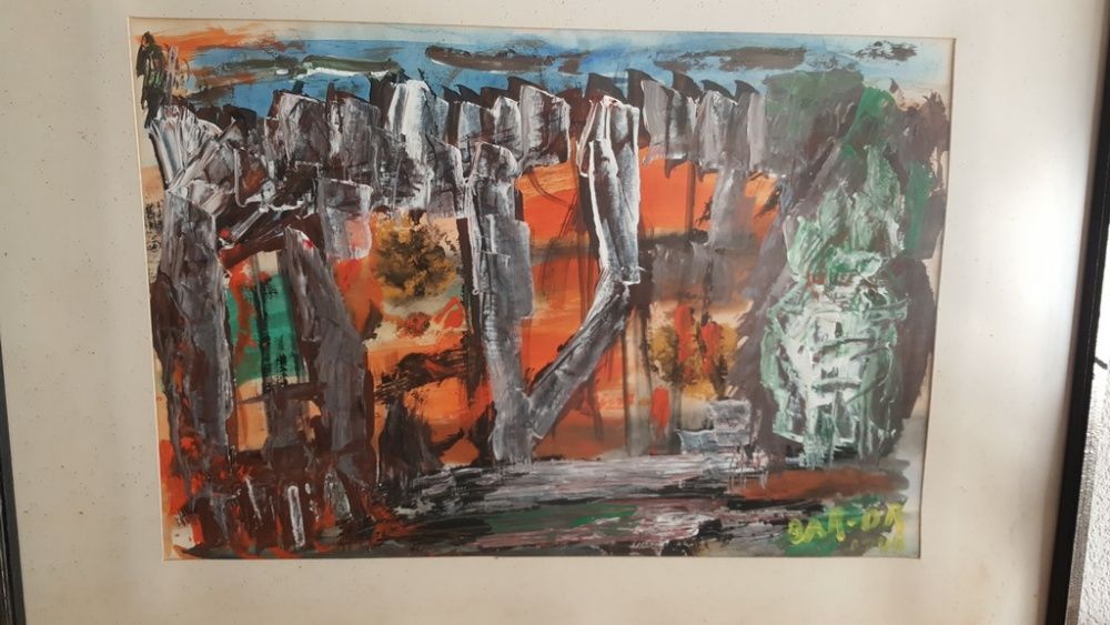 Масивна пластика на бял орел и Стар авторски акварел