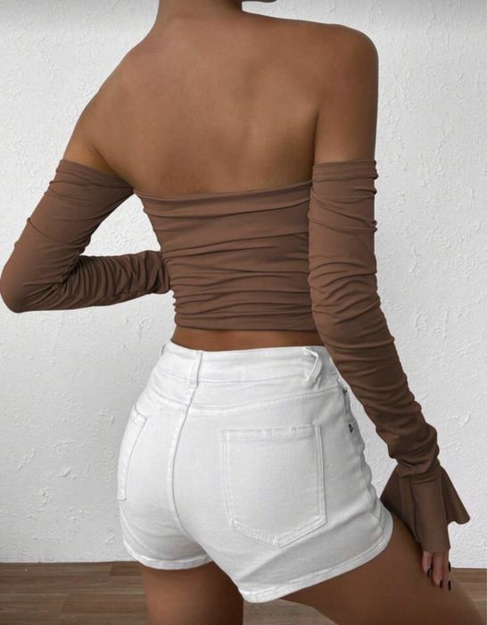 Дамска блуза с дълъг ръкав в кафяв цвят