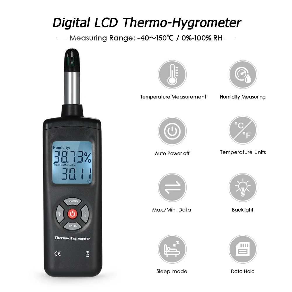 LCD Цифров термометър Хигрометър Измерване на температура и влажност