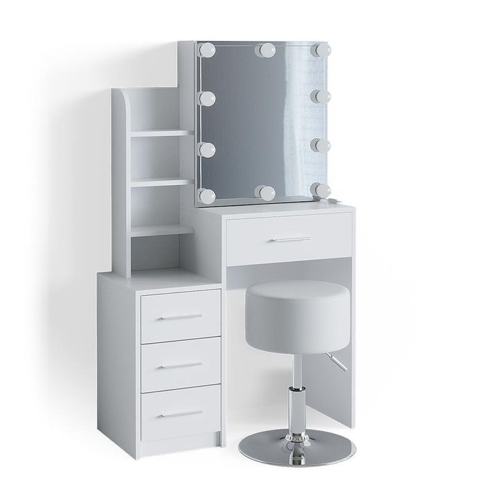 Тоалетка "conrada" бял 80 см с led осветление vicco