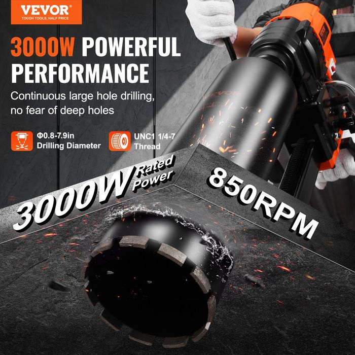 Masina de gaurit cu diamant 3000W,20-201mm,cu suport