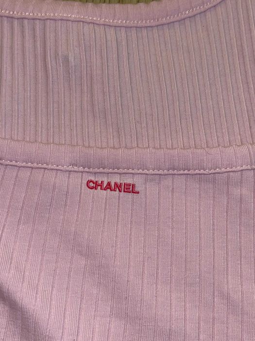 chanel розов кроп топ потник къс рипс тънки презрамки