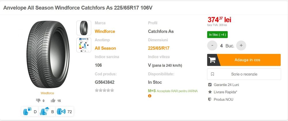 Cauciucuri all season SUV, 225/65/R17