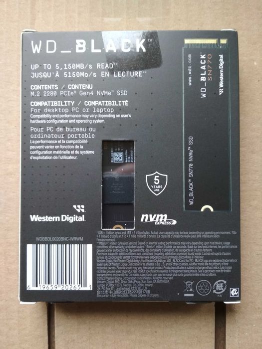 Геймърски SSD Western Digital Black SN770 2TB M.2