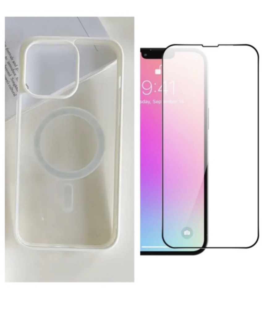 Husa Compact Magsafe + Folie Sticla Iphone 14/15/16E/16/PRO/MAX/PLUS