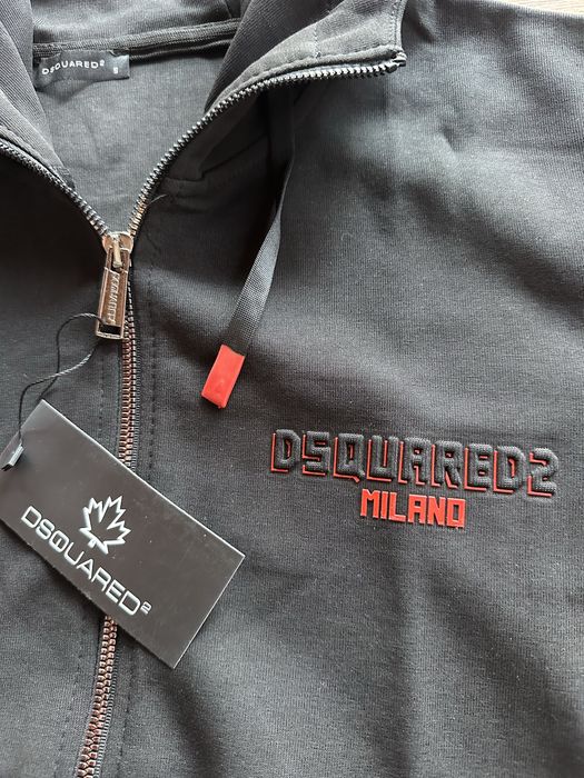 Мъжки,памучен,черен екип Dsquared с червено по логото