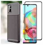 Husa Solid Carbon +Folie Sticla Curbat 9D Samsung A21S/A22/A23/A25/A26