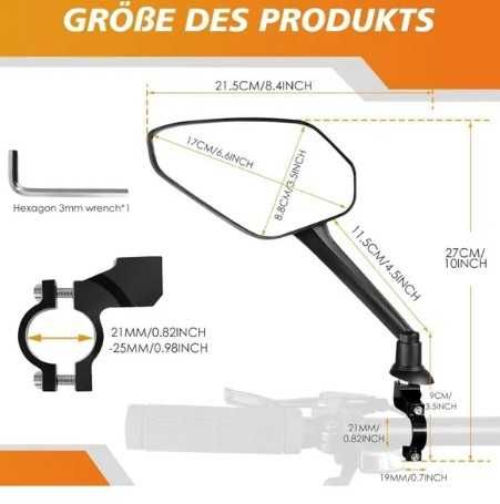 Oglindă ebike, trotinetă, scooter